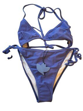 Buzios Womens Purple Triangle Bikini Set With Adjustable Size Medium
